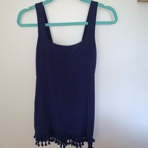 Lulu’s navy dress with tassels